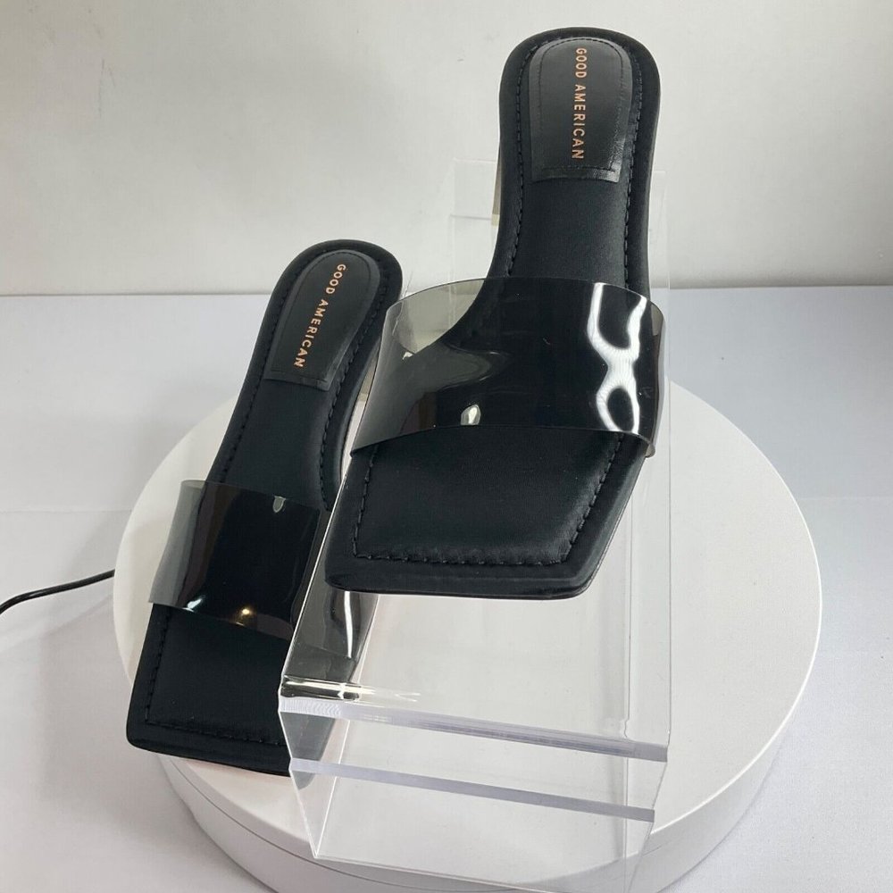 Good American Shoes Womens Size 8 Black Block Heel Slide Sandal $129 Nib - Picture 5 of 12